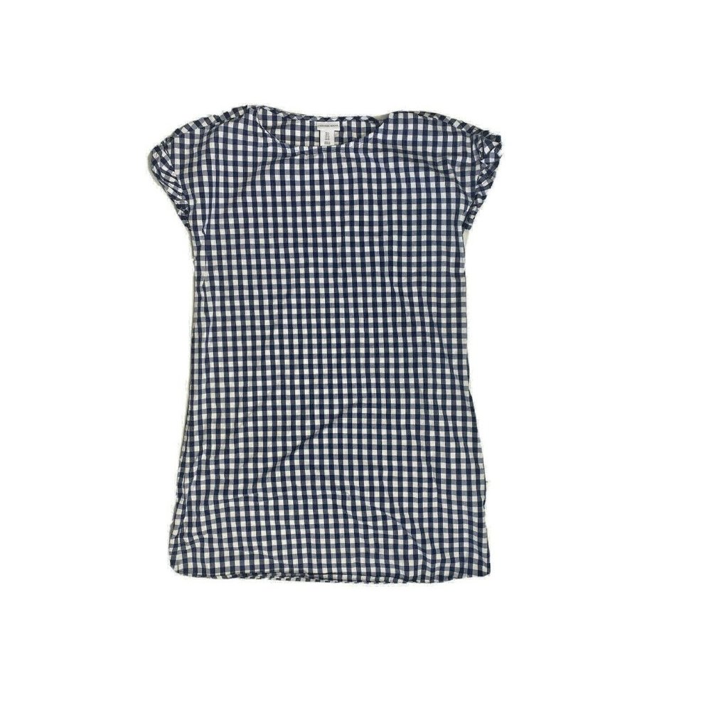 Tabitha Webb Womens 6 Small Gingham Shift Dress Mini Short Blue White Ruffles